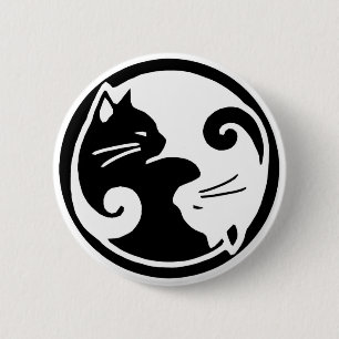 Macaron Rond 5 Cm Bouton de chats de Yin Yang
