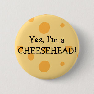 Macaron Rond 5 Cm Bouton de Cheesehead d'humour du Wisconsin