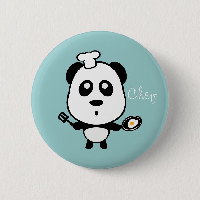 Macaron Rond 5 Cm Bouton de chef de panda (Devant)