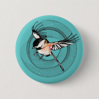 Macaron Rond 5 Cm Bouton de Chickadee d'aquarelle