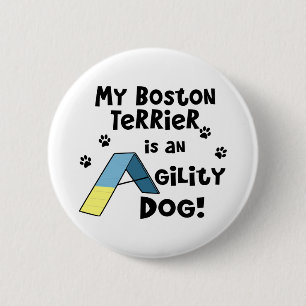 Macaron Rond 5 Cm Bouton de chien d'agilité de Boston Terrier
