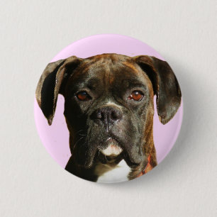 Macaron Rond 5 Cm Bouton de chien de boxeur