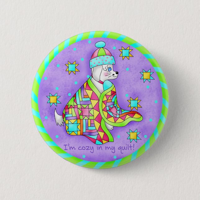 Macaron Rond 5 Cm Bouton de chien de garde (Devant)