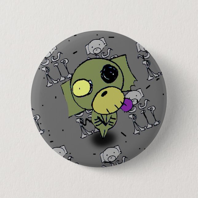 Macaron Rond 5 Cm Bouton de chien de zombi (Devant)
