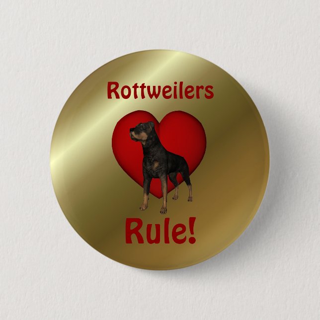 Macaron Rond 5 Cm Bouton de chien mignon des Rottweilers (Devant)