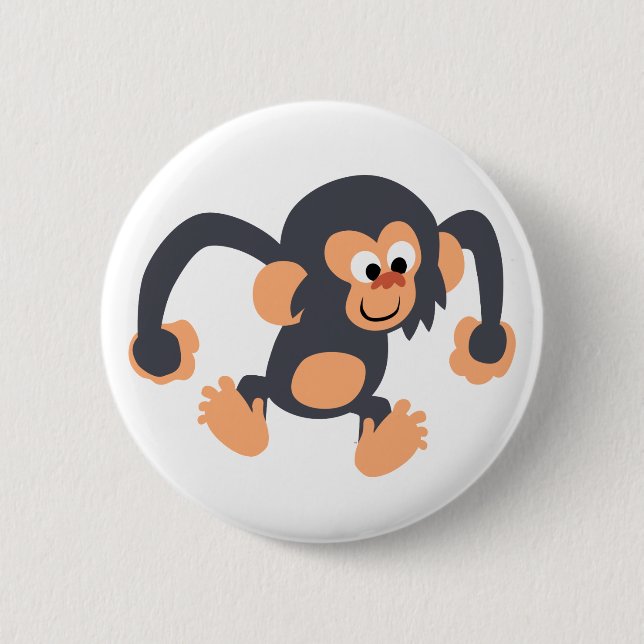 Macaron Rond 5 Cm Bouton de chimpanzé à caricature mignonne (Devant)