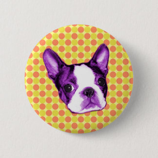 Macaron Rond 5 Cm Bouton de chiot de Boston Terrier de point de
