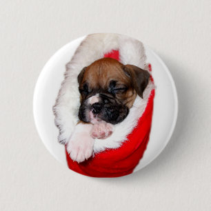 Macaron Rond 5 Cm Bouton de chiot de boxeur de vacances