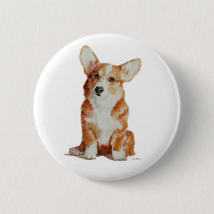 Macaron Rond 5 Cm Bouton de chiot de gallois de corgi