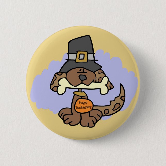 Macaron Rond 5 Cm Bouton de chiot de thanksgiving (Devant)