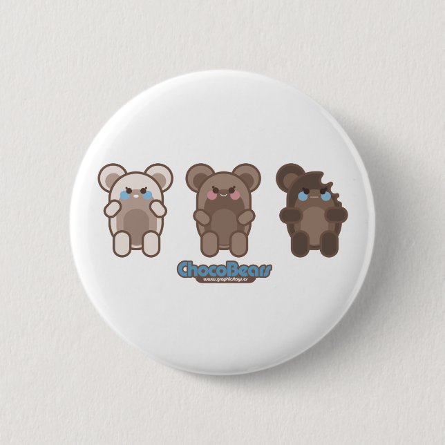 Macaron Rond 5 Cm bouton de chocobears (Devant)