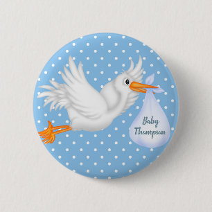 Macaron Rond 5 Cm Bouton de cigogne personnalisé pour garçons