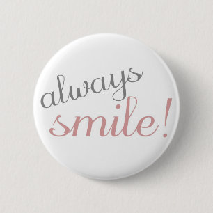 Macaron Rond 5 Cm Bouton de citation de sourire de rose et de gris