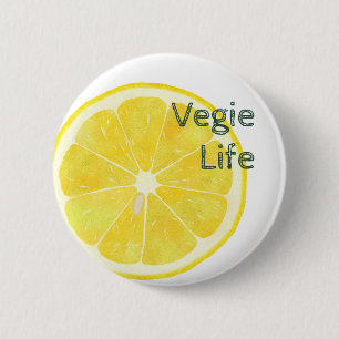 Macaron Rond 5 Cm Bouton de CITRON de la vie de Vegie