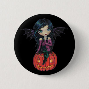 Macaron Rond 5 Cm Bouton de citrouille Pixie Halloween Vampire migno