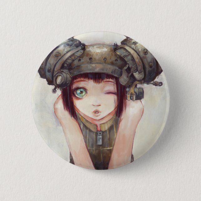 Macaron Rond 5 Cm Bouton de clin d'oeil (Devant)