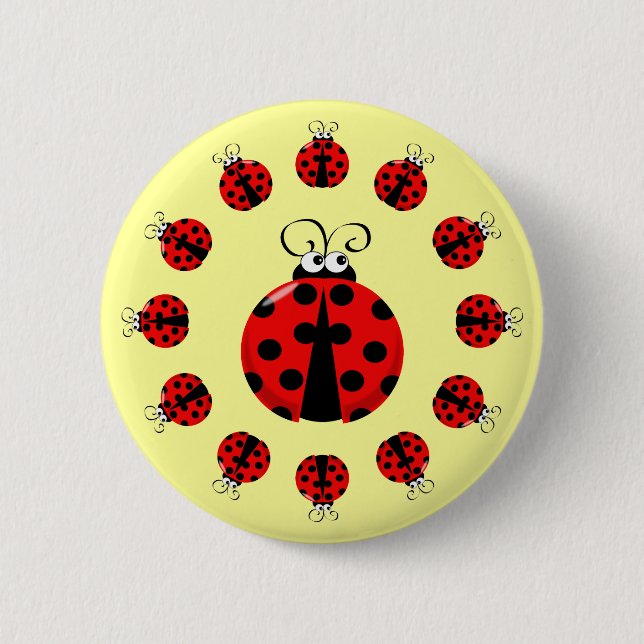 Macaron Rond 5 Cm Bouton de coccinelle (Devant)
