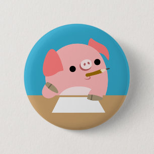 Macaron Rond 5 Cm Bouton de cochon de dessin mignon "Bloc de l'écriv