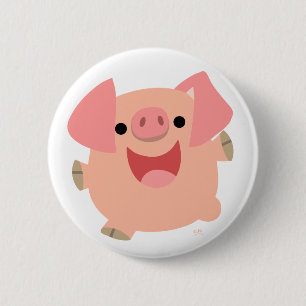 Macaron Rond 5 Cm Bouton de cochon joyeux en caricature