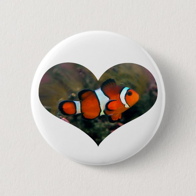 Macaron Rond 5 Cm Bouton de coeur de Clownfish (Devant)