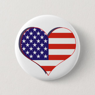 Macaron Rond 5 Cm Bouton de coeur de drapeau des USA