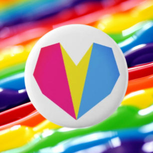 Macaron Rond 5 Cm Bouton de cœur de fierté pansexuelle