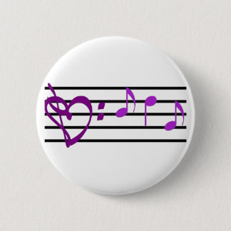 Macaron Rond 5 Cm Bouton de coeur de personnel de musique