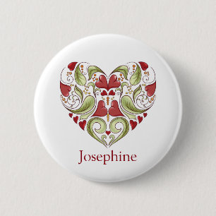 Macaron Rond 5 Cm Bouton de coeur fleuri personnalisé
