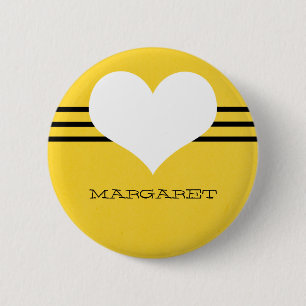 Macaron Rond 5 Cm Bouton de coeur moderne jaune