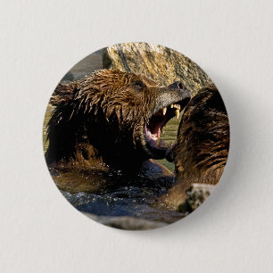 Macaron Rond 5 Cm Bouton de combat d'ours