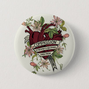 Macaron Rond 5 Cm Bouton de compassion - Dalai Lama