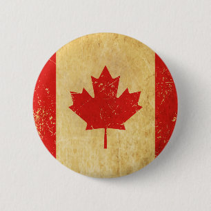 Macaron Rond 5 Cm Bouton de conception Vintage de drapeau du Canada