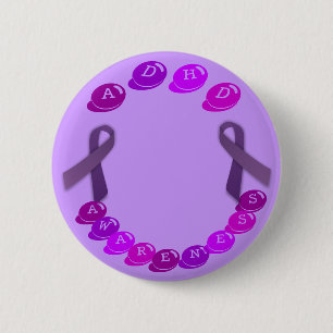 Macaron Rond 5 Cm Bouton de conscience de TDAH (personnalisable)
