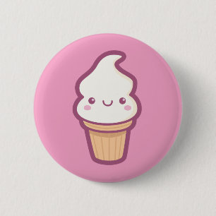 Macaron Rond 5 Cm Bouton de cornet de crème glacée de Kawaii