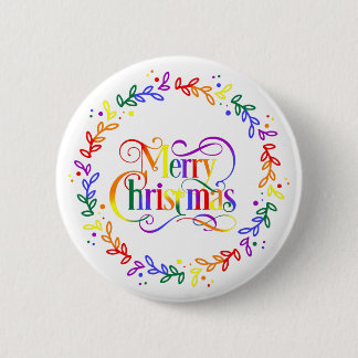 Macaron Rond 5 Cm Bouton de couronne de Noël arc-en-ciel joyeux