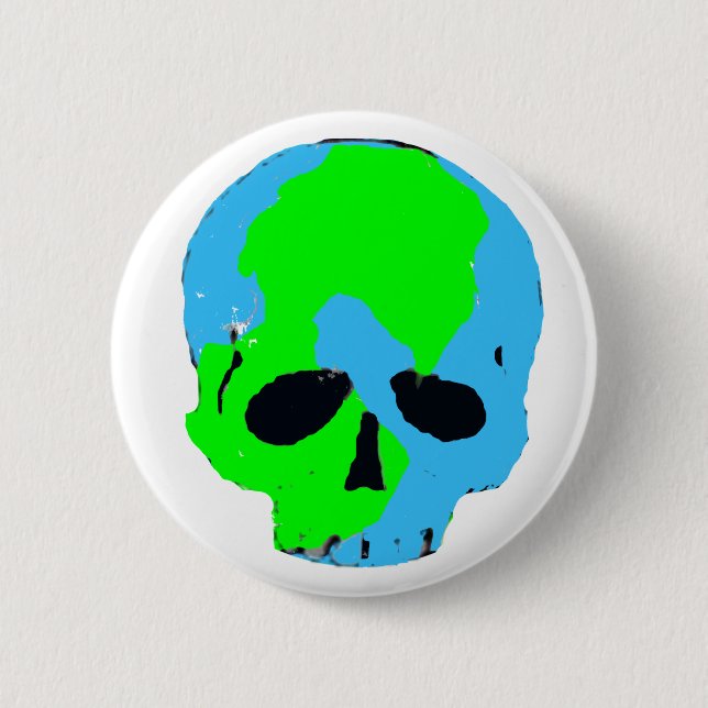 Macaron Rond 5 Cm Bouton de crâne de la terre (Devant)