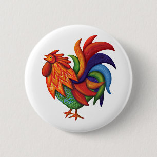 Macaron Rond 5 Cm Bouton de De Colores Rooster Gallo