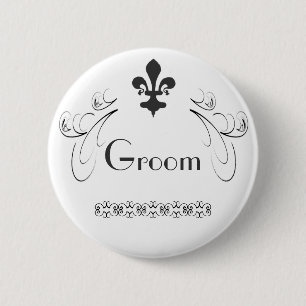 Macaron Rond 5 Cm Bouton de Decorative Fleur de Lis Groom