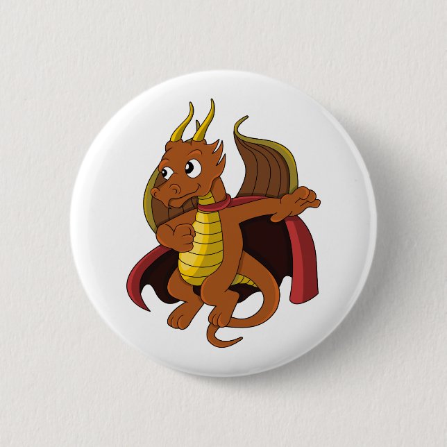 Macaron Rond 5 Cm Bouton de dessin de dragon orange (Devant)