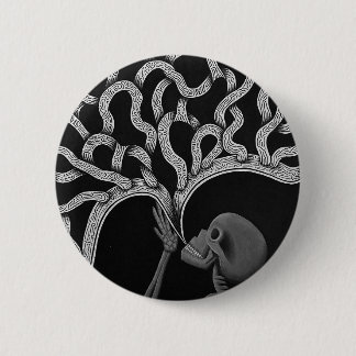 Macaron Rond 5 Cm Bouton de dessin squelette Abstrait noir et blanc