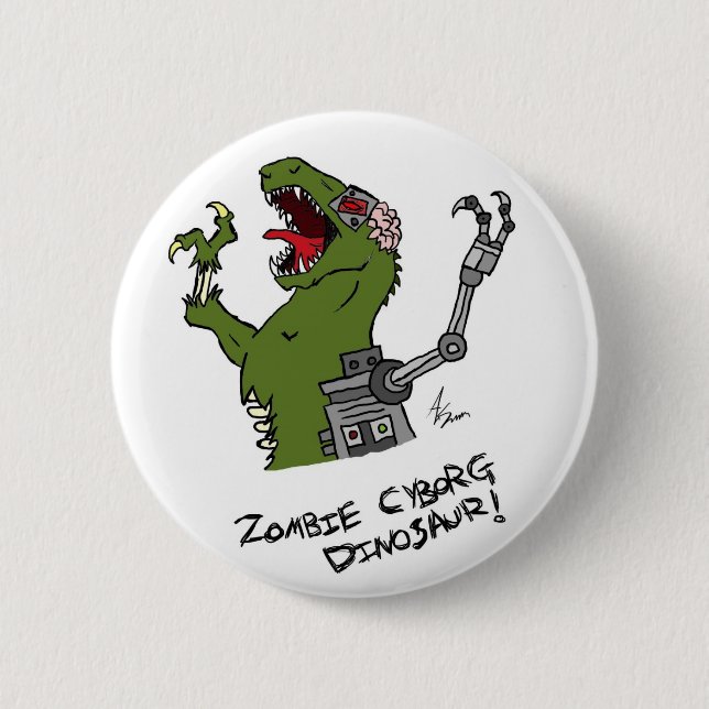 Macaron Rond 5 Cm Bouton de dinosaure de cyborg de zombi (Devant)
