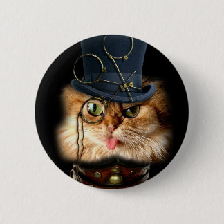 Macaron Rond 5 Cm Bouton de dos de goupille de chat de Steampunk