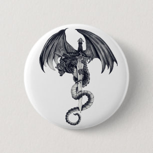 Macaron Rond 5 Cm Bouton de dragon et d'épée