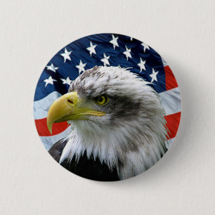 Macaron Rond 5 Cm Bouton de drapeau américain d'Eagle chauve