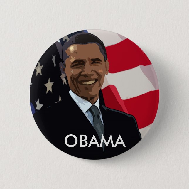 Macaron Rond 5 Cm Bouton de drapeau de Barack Obama (Devant)