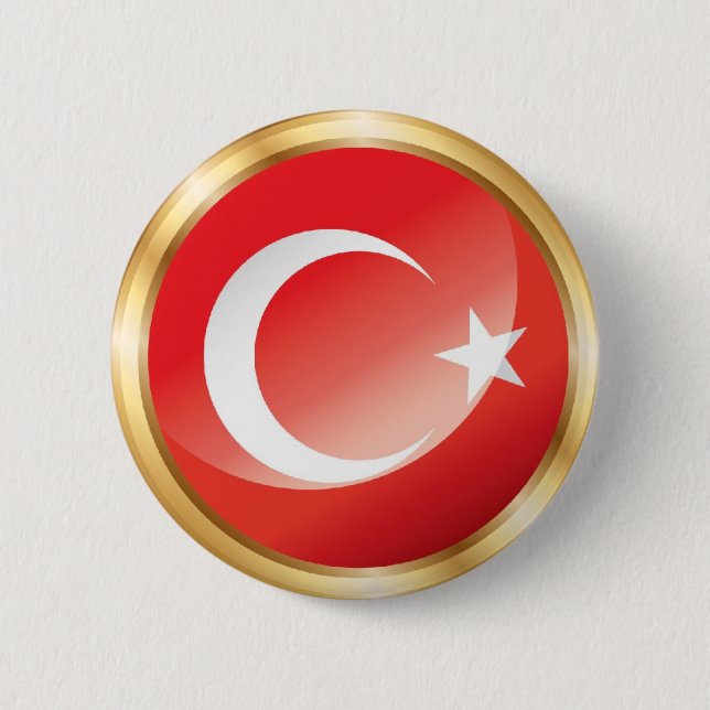 Macaron Rond 5 Cm Bouton de drapeau de la Turquie (Devant)