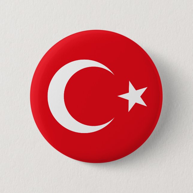 Macaron Rond 5 Cm Bouton de drapeau de la Turquie (Devant)