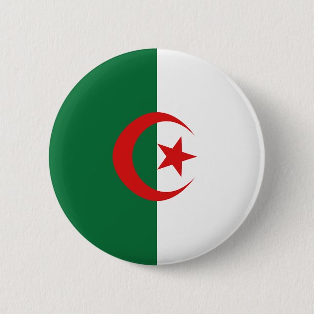 Macaron Rond 5 Cm Bouton de drapeau de l'Algérie Fisheye (Devant)