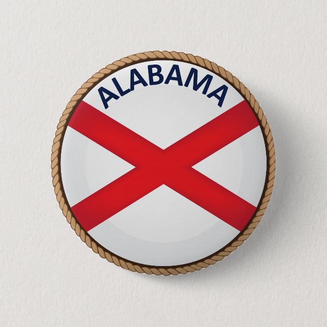 Macaron Rond 5 Cm Bouton de drapeau de l'état de l'Alabama (Devant)