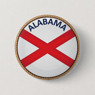 Macaron Rond 5 Cm Bouton de drapeau de l'état de l'Alabama